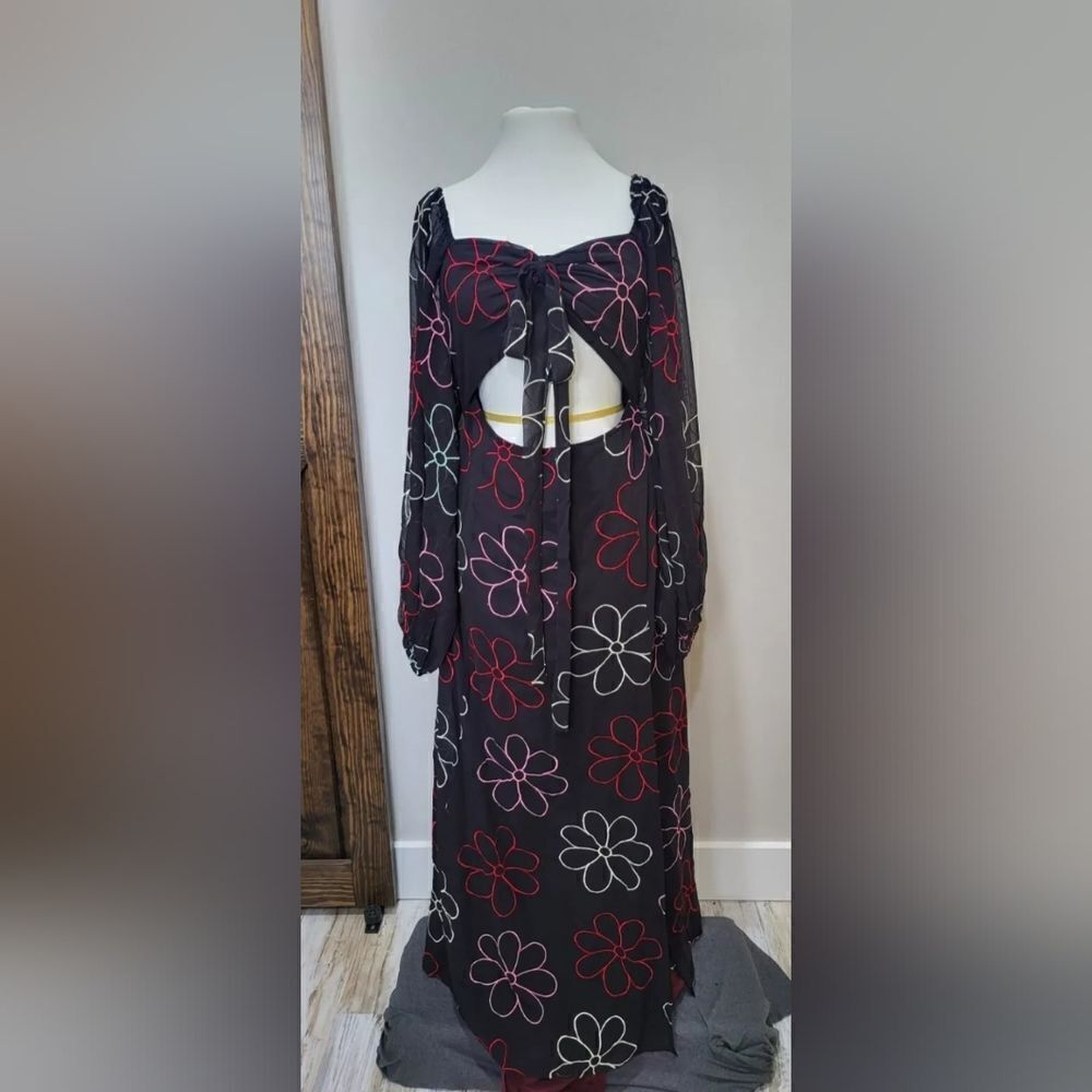 ASOS DESIGN cut out maxi dress with embroidery multi-colour flowers NWOT size 8